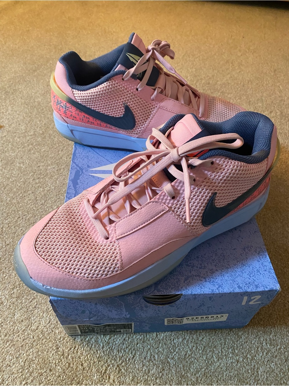 JA 1 PE EP Nike Pink and Gray Low-Top 🏀Sneakers